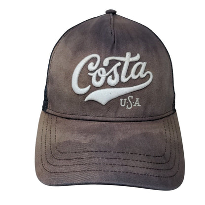 Costa USA Snapback Mesh Back Trucker Hat Blue One Size Embroidered