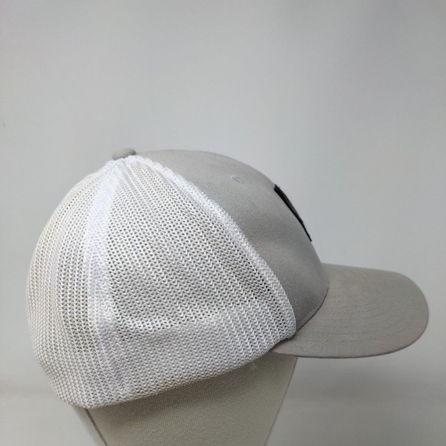 Columbia Fitted Trucker Hat Gray One Size Patch Logo Mesh Back Flexfit