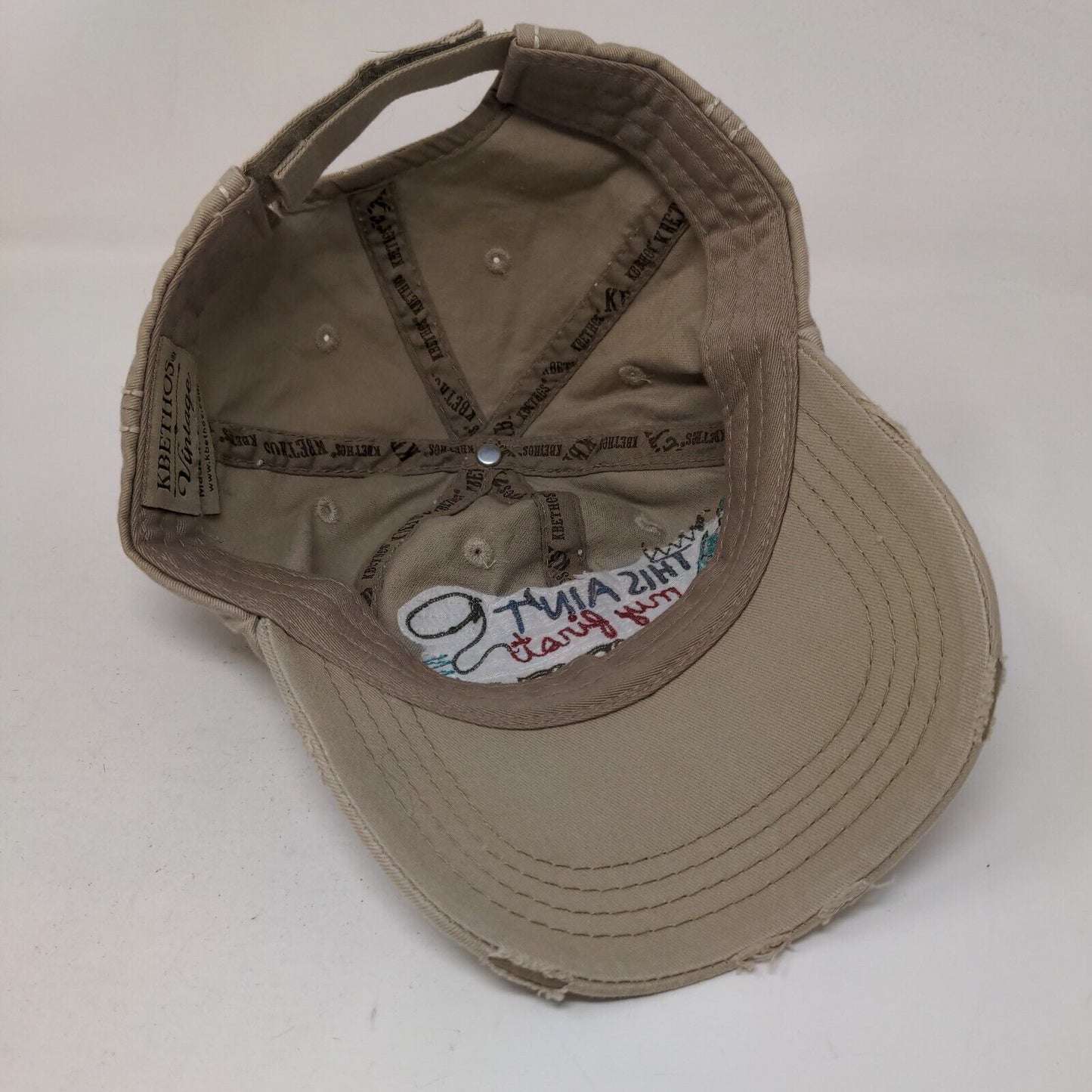 This Ain't My First Rodeo Strapback Hat Brown OS Distressed Kbethos Vintage