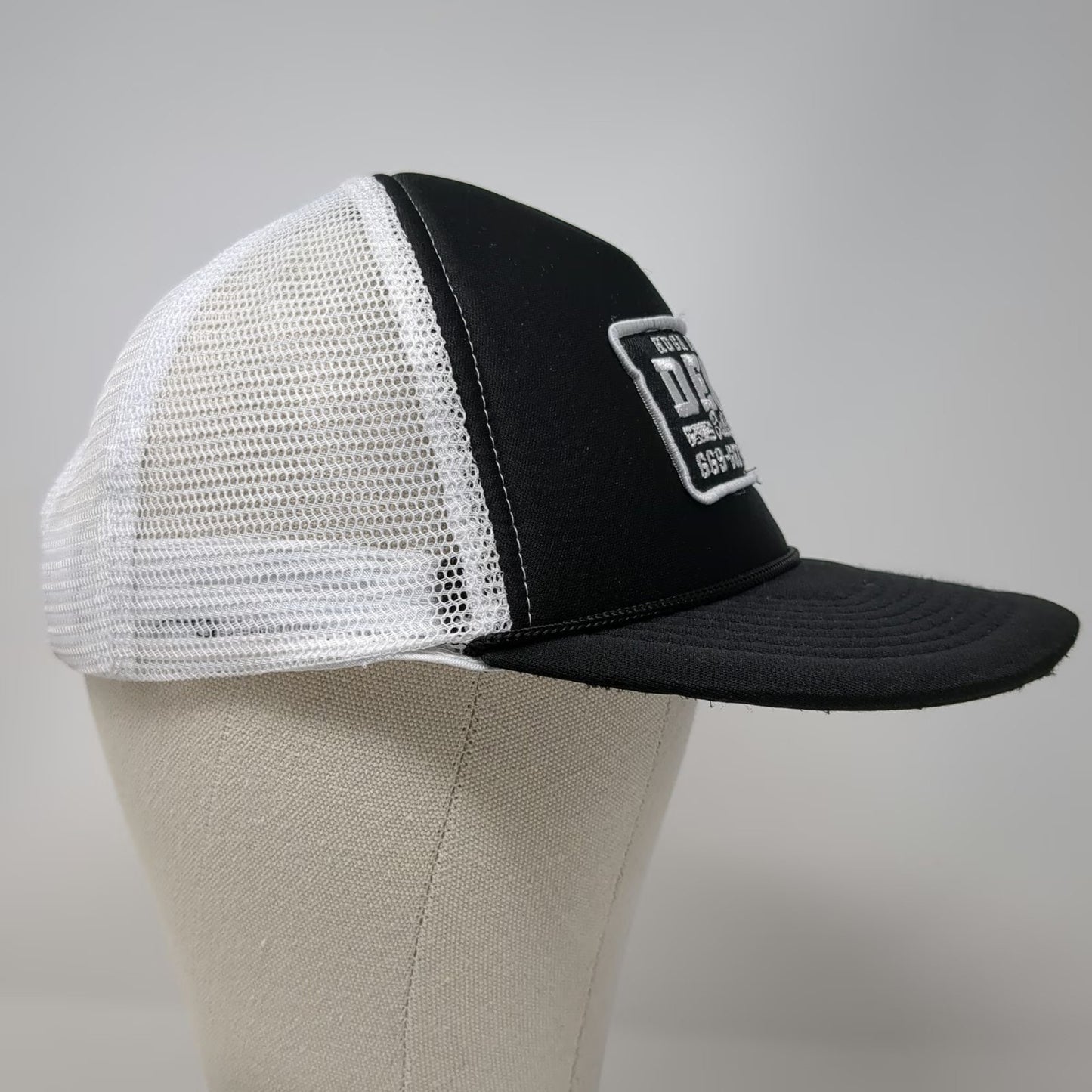 Spirit Trucker Hat Black White One Size Hugh Mungus Deck Builders Mesh Snapback