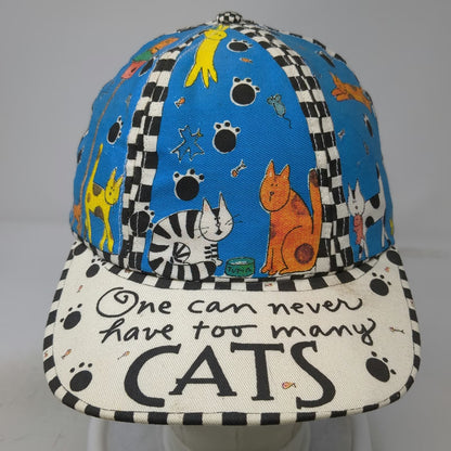 Kathy Davis Designs Baseball Cap Blue White One Size Cats Checkerboard Hat