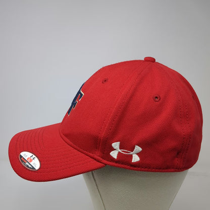Under Armour Baseball Cap Red L BF Blue Logo Fitted Stretch Fit HeatGear Hat