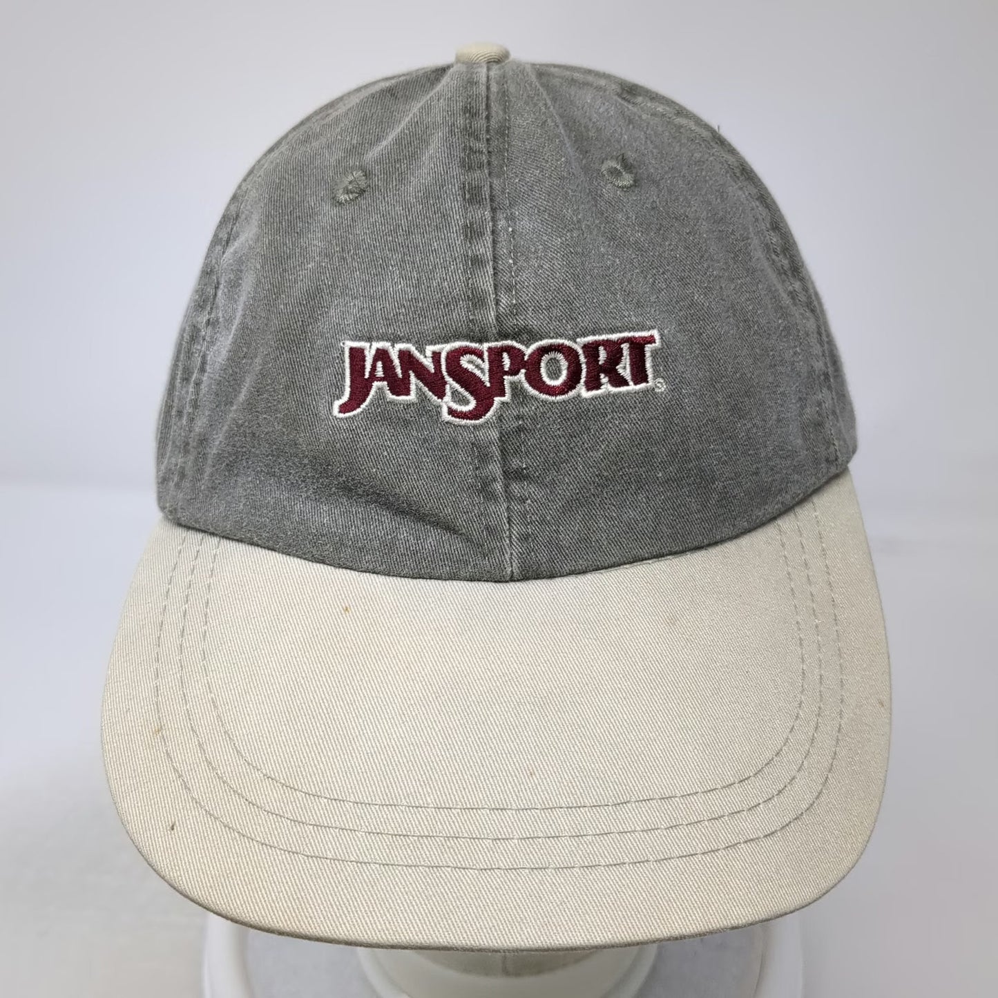 JanSport Baseball Cap Green Beige One Size Slideback Cotton Two Tone Logo Hat