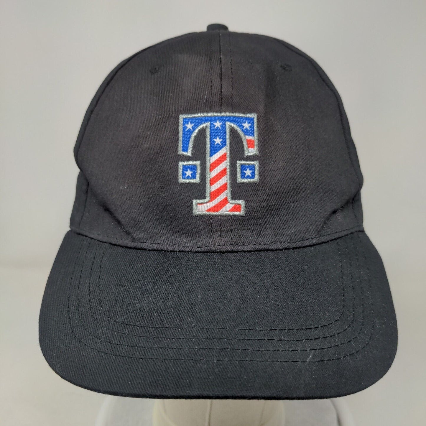 T-Mobile Strapback Hat Black One Size Adjustable Embroidered Patriotic Vented