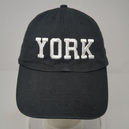 York Spell Out Slideback Hat Black One Size Adjustable Embroidered