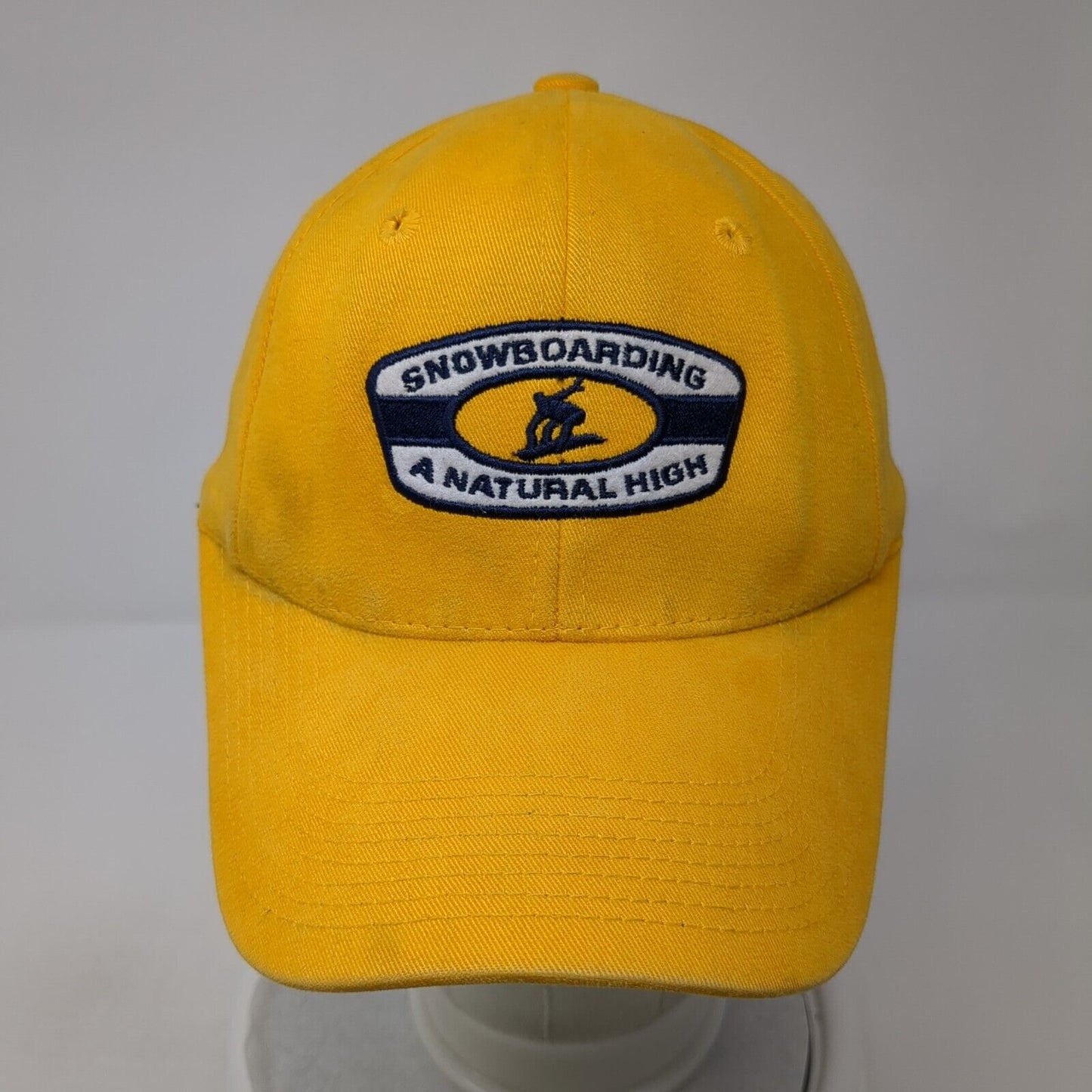 Snowboarding A Natural High Fitted Hat Yellow One Size Embroidered