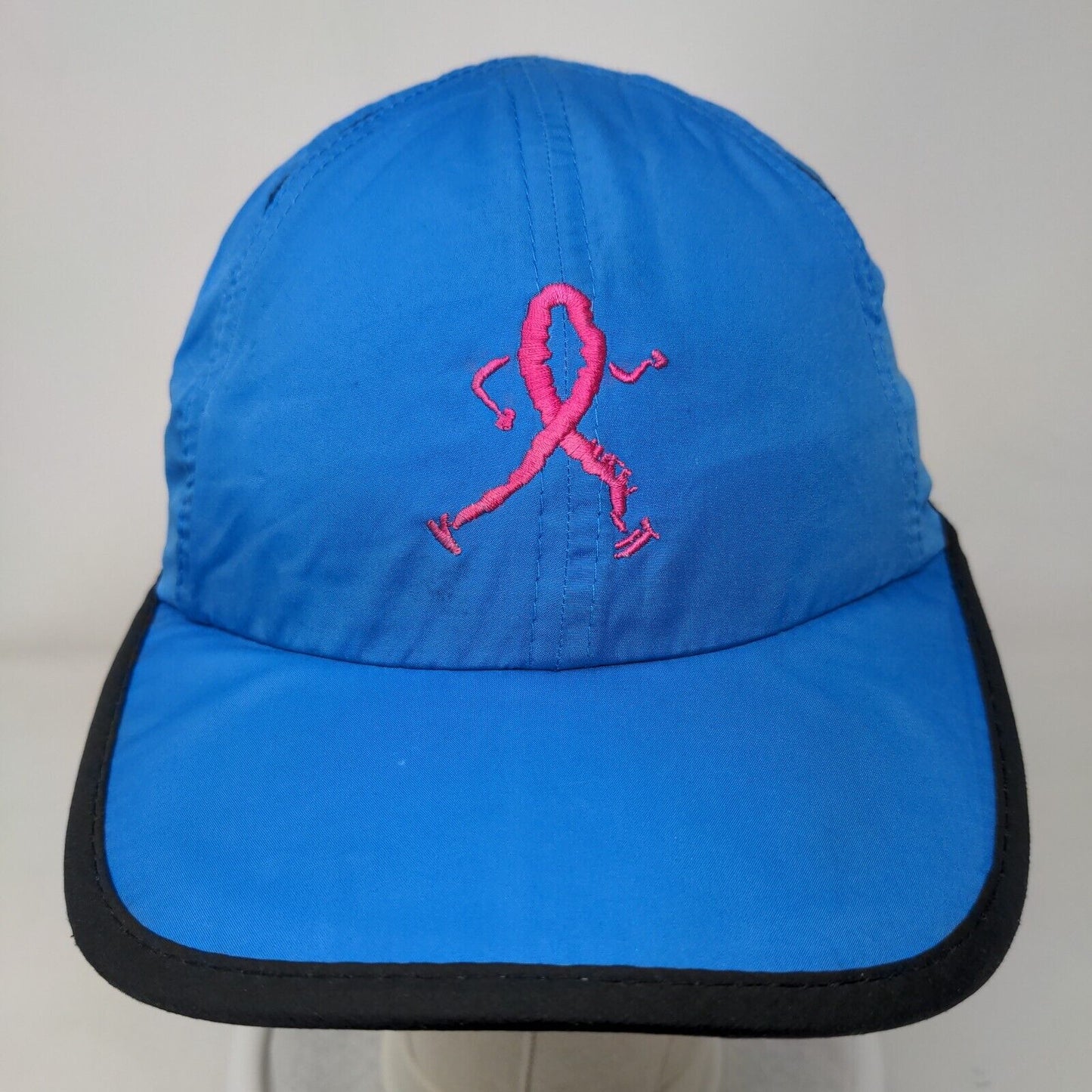 Breast Cancer Marathon Strapback Hat Blue OSFA Embroidered Pink Ribbon