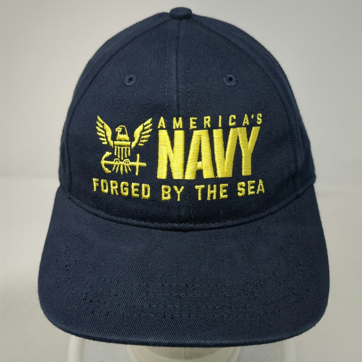 America's Navy Forged by the Sea Baseball Cap Blue One Size Hat Logo USA Made