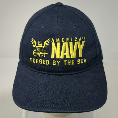 America's Navy Forged by the Sea Baseball Cap Blue One Size Hat Logo USA Made