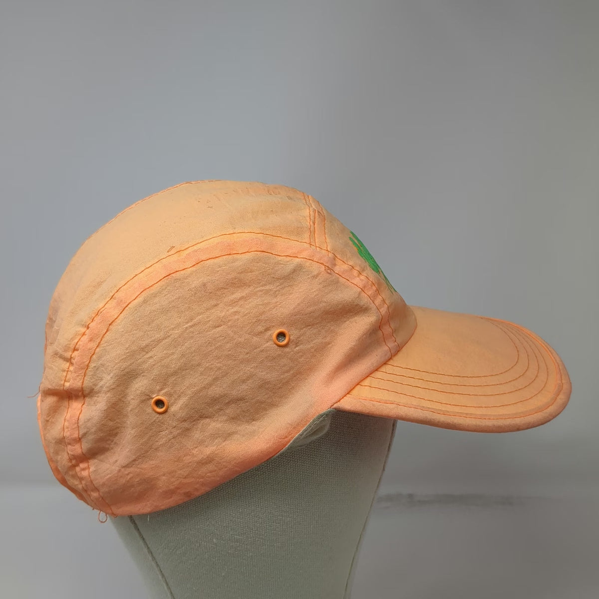 Triangle Sport Headwear 5 Panel Orange Green One Size Nylon Miami Script Hat