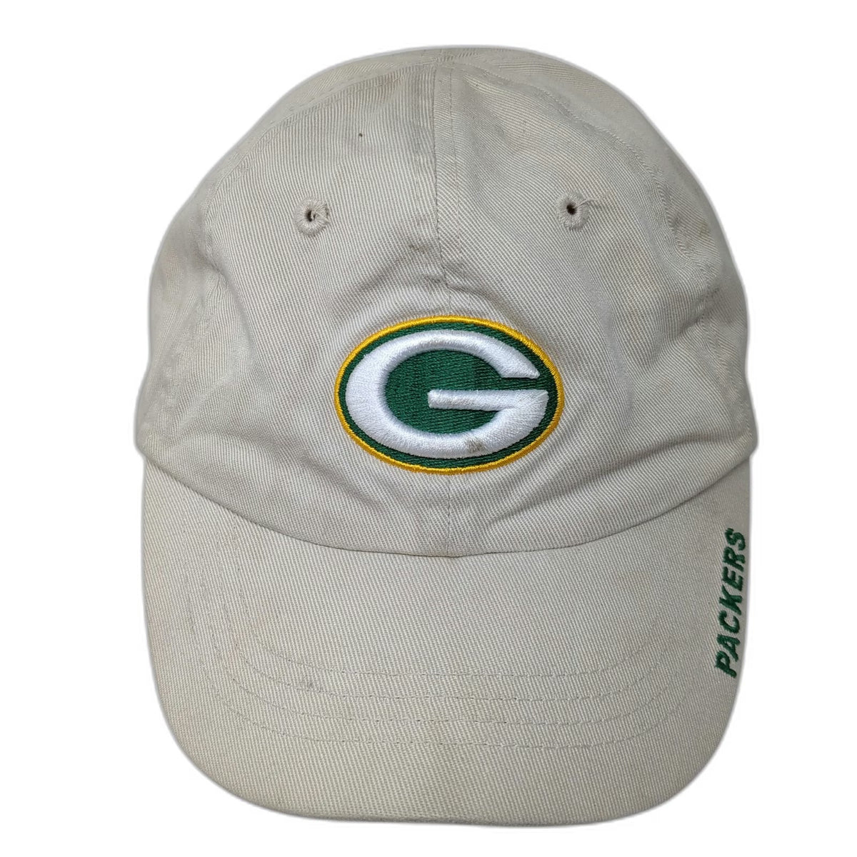 Reebok Green Bay Packers NFL Hat Tan One Size Cap Green Yellow Elastic Back Logo