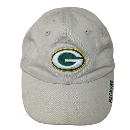 Reebok Green Bay Packers NFL Hat Tan One Size Cap Green Yellow Elastic Back Logo