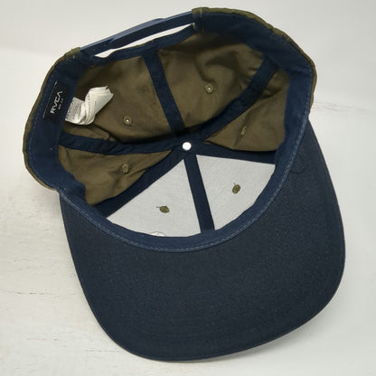 RVCA Snapback Hat Green Blue Camouflage Flat Brim One Size Embroidered Logo