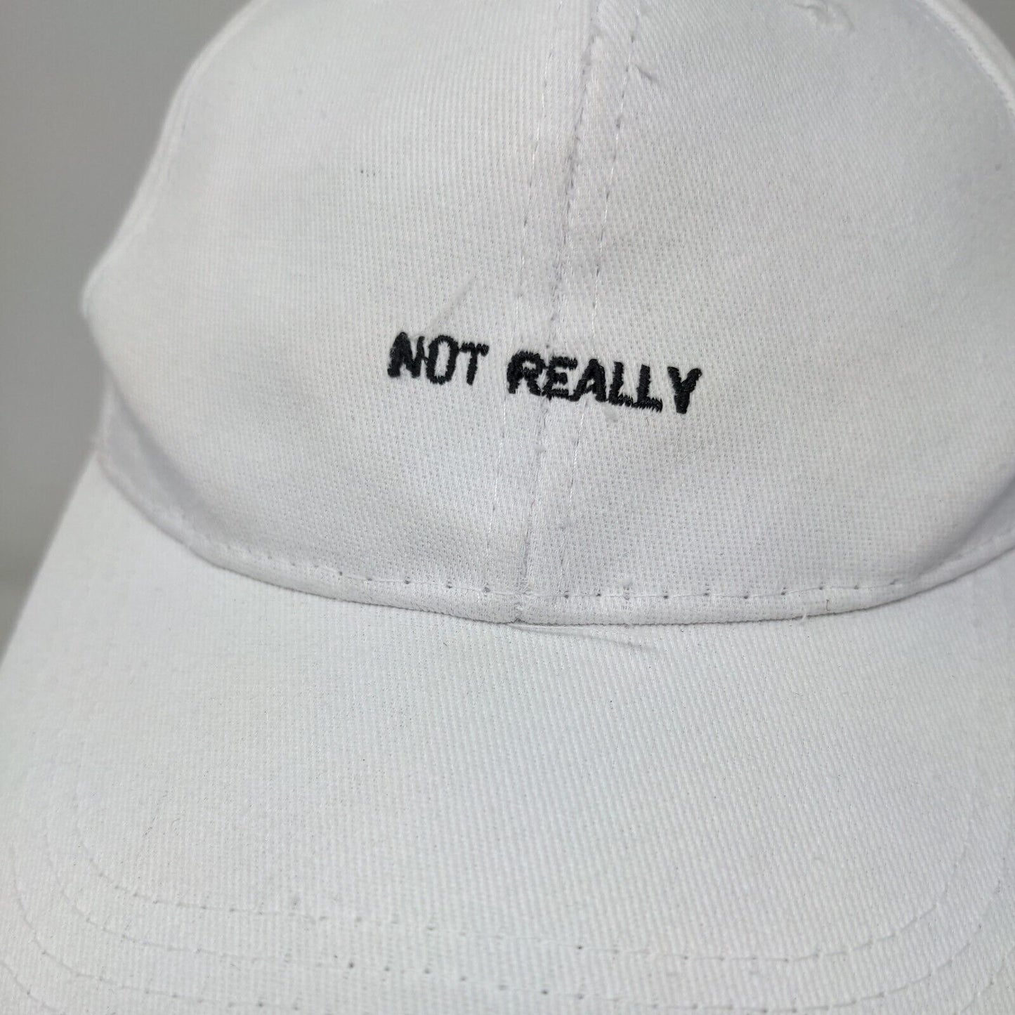 Not Really Slideback Hat White One Size Adjustable Embroidered 6 Panel