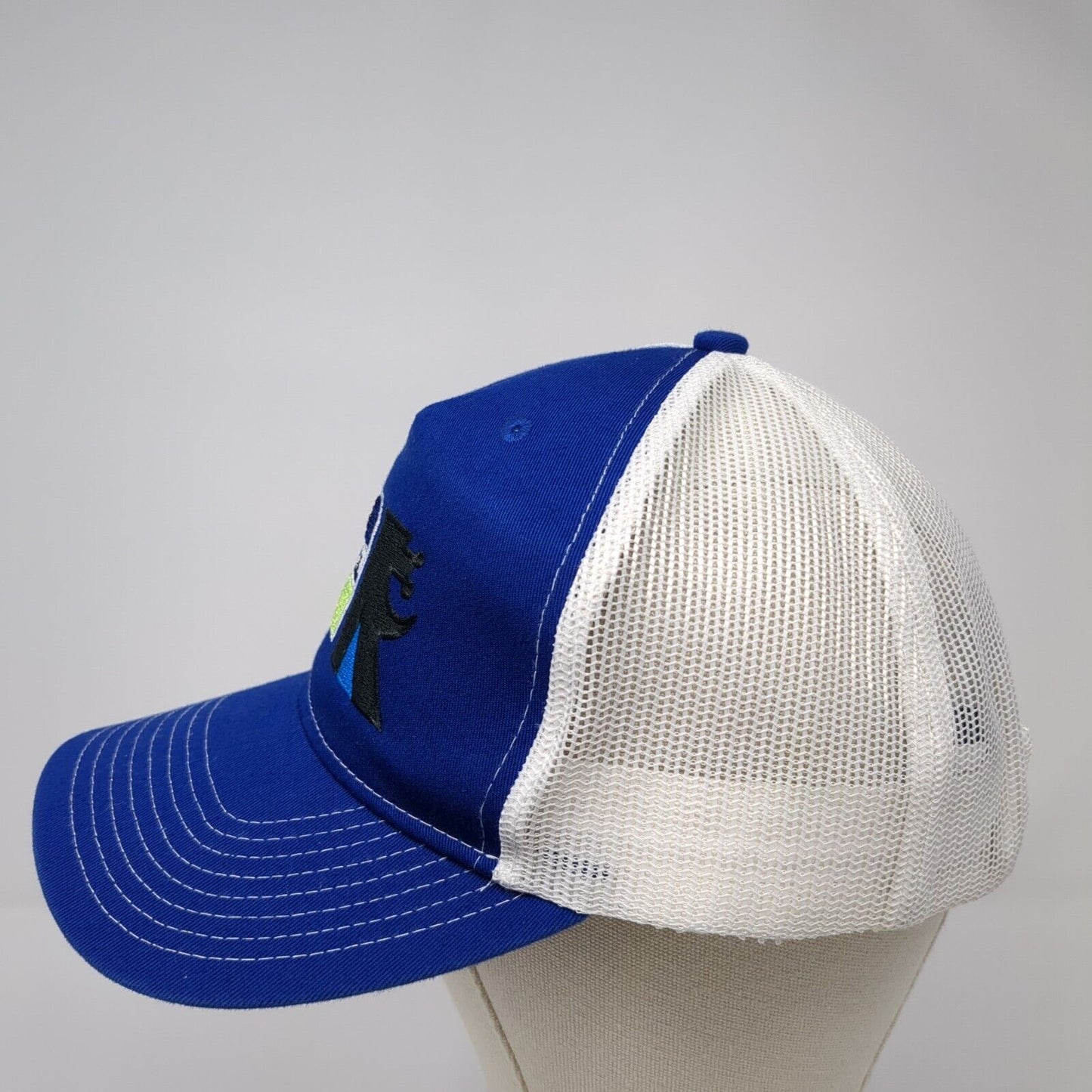 BUNZL Snapback Trucker Hat Blue One Size Adjustable Mesh Back Port Authority