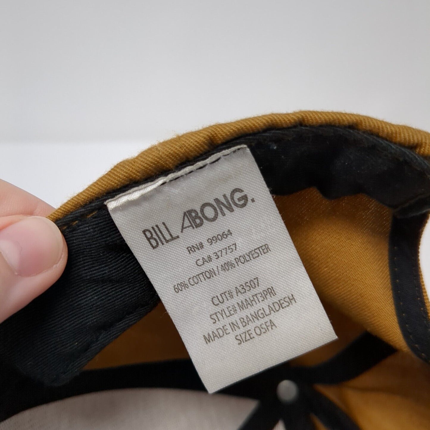 Billabong Snapback Hat Brown OSFA Adjustable Embroidered Vented Holes 6 Panel