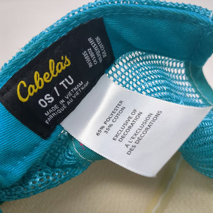 Cabela's Trucker Hat Blue One Size Southwestern Bison Buffalo Mesh Snapback Cap