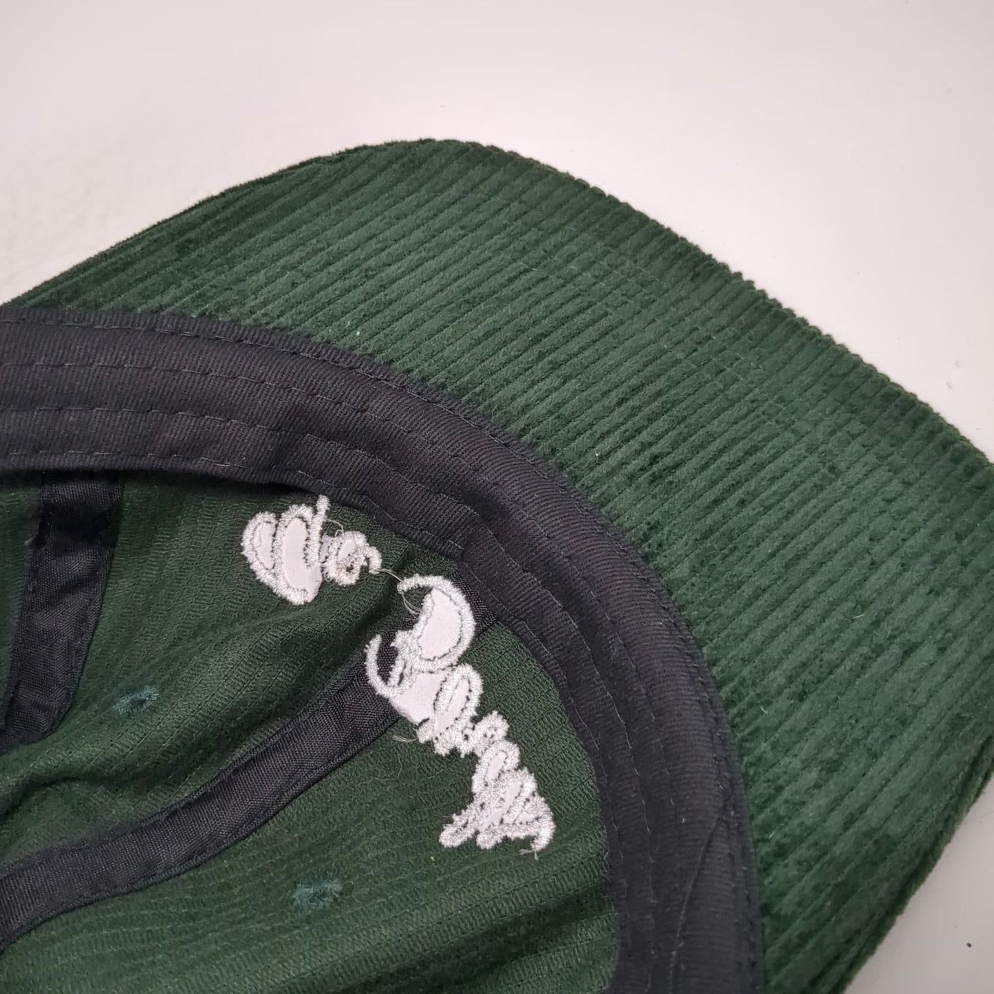 Green Corduroy Go Birds Embroidery Baseball Cap One Size Slideback Strap Hat