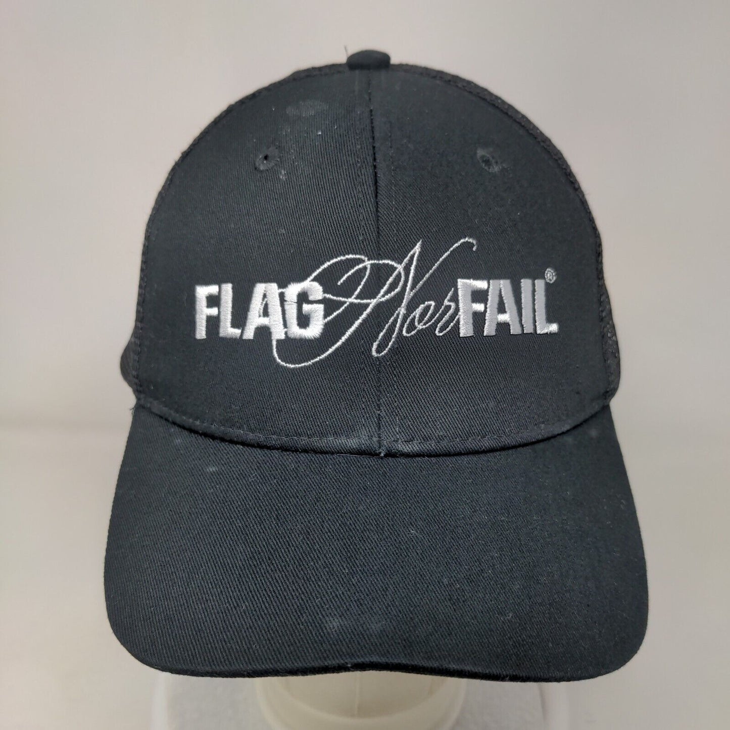 Flag Nor Fail Snapback Mesh Back Trucker Hat Black One Size Embroidered