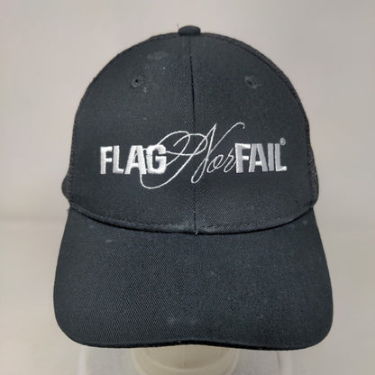 Flag Nor Fail Snapback Mesh Back Trucker Hat Black One Size Embroidered