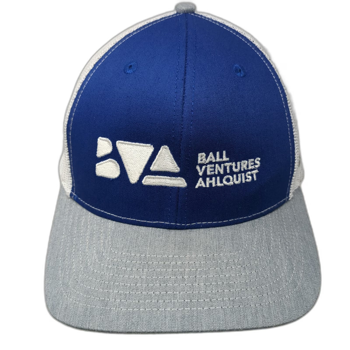 Richardson Trucker Hat Blue Gray One Size McCall ID 2022 BVA Ball Ventures Logo