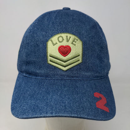 Boy's Strapback Hat Blue Denim 100% Cotton Size 7-14 Embroidered Military Love