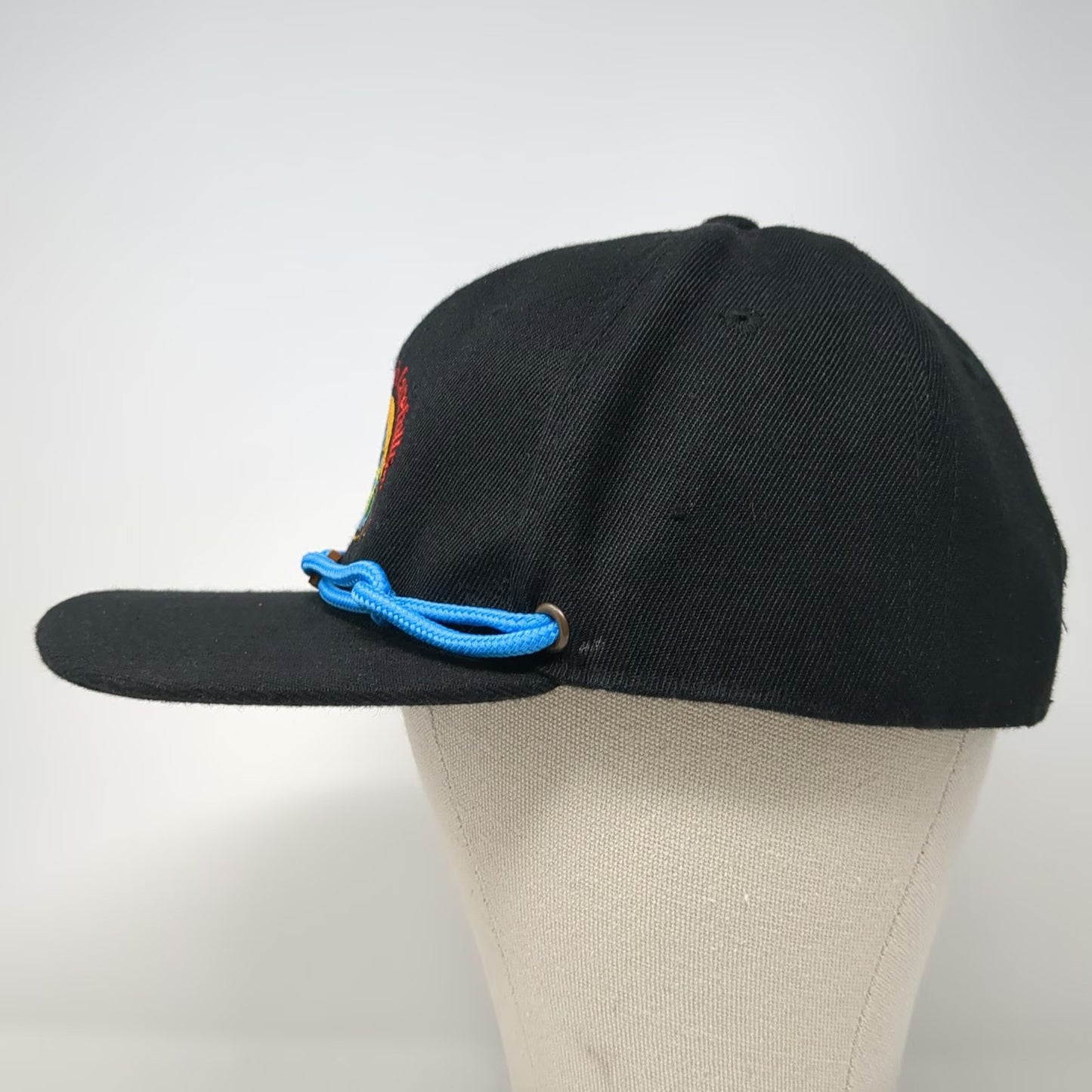 Findlay Snapback Hat Black One Size Wish Carefully Graphic Blue Rope Flat Brim