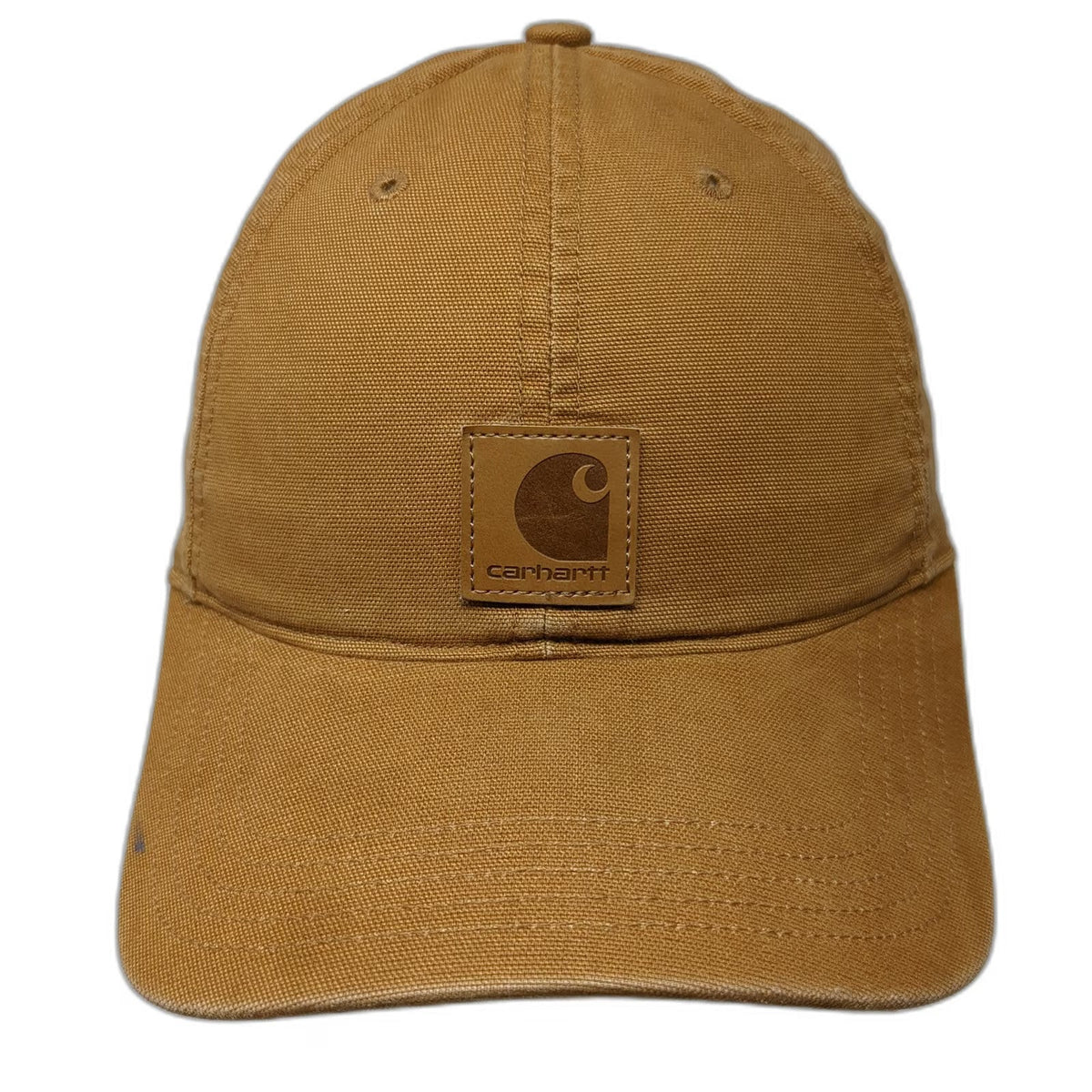 Carhartt Baseball Cap Brown One Size Leather Logo Patch Adjustable Strap Hat