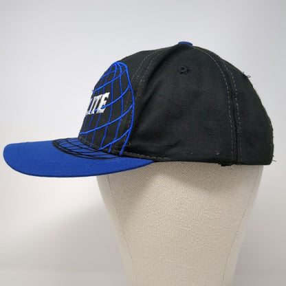 Top-Flite Baseball Cap Black Blue One Size Embroidered Globe Leather Strap Hat