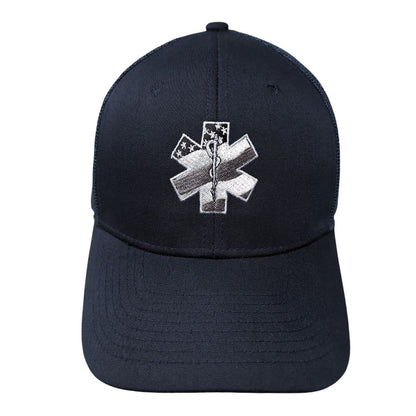 Star of Life Snapback Trucker Hat Blue One Size Adjustable Embroidered Cobra