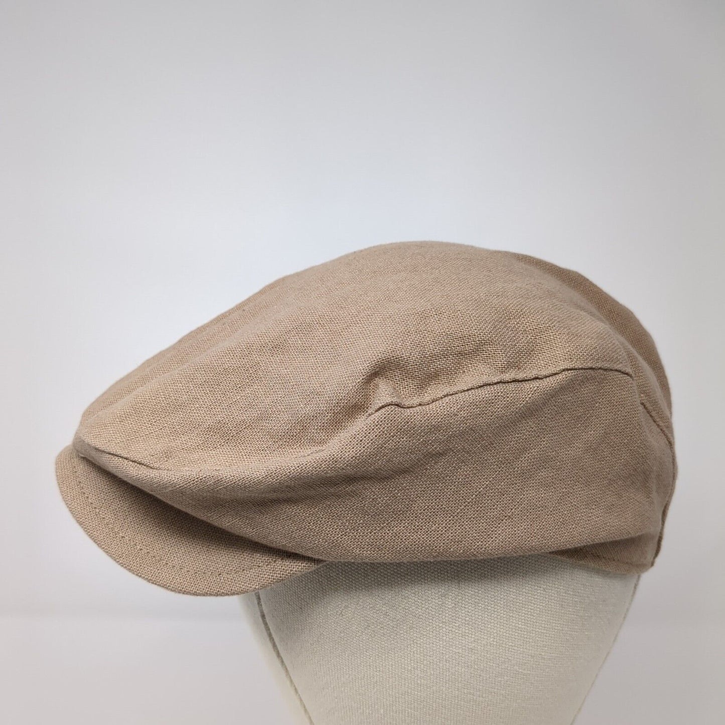 Unbranded Newsboy Flat Cap Tan One Size Lightweight Snap Button Blank