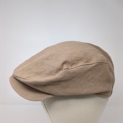 Unbranded Newsboy Flat Cap Tan One Size Lightweight Snap Button Blank
