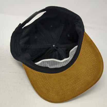 5 Panel Black Brown One Size Snapback Independent Construction Co Suede Brim Hat