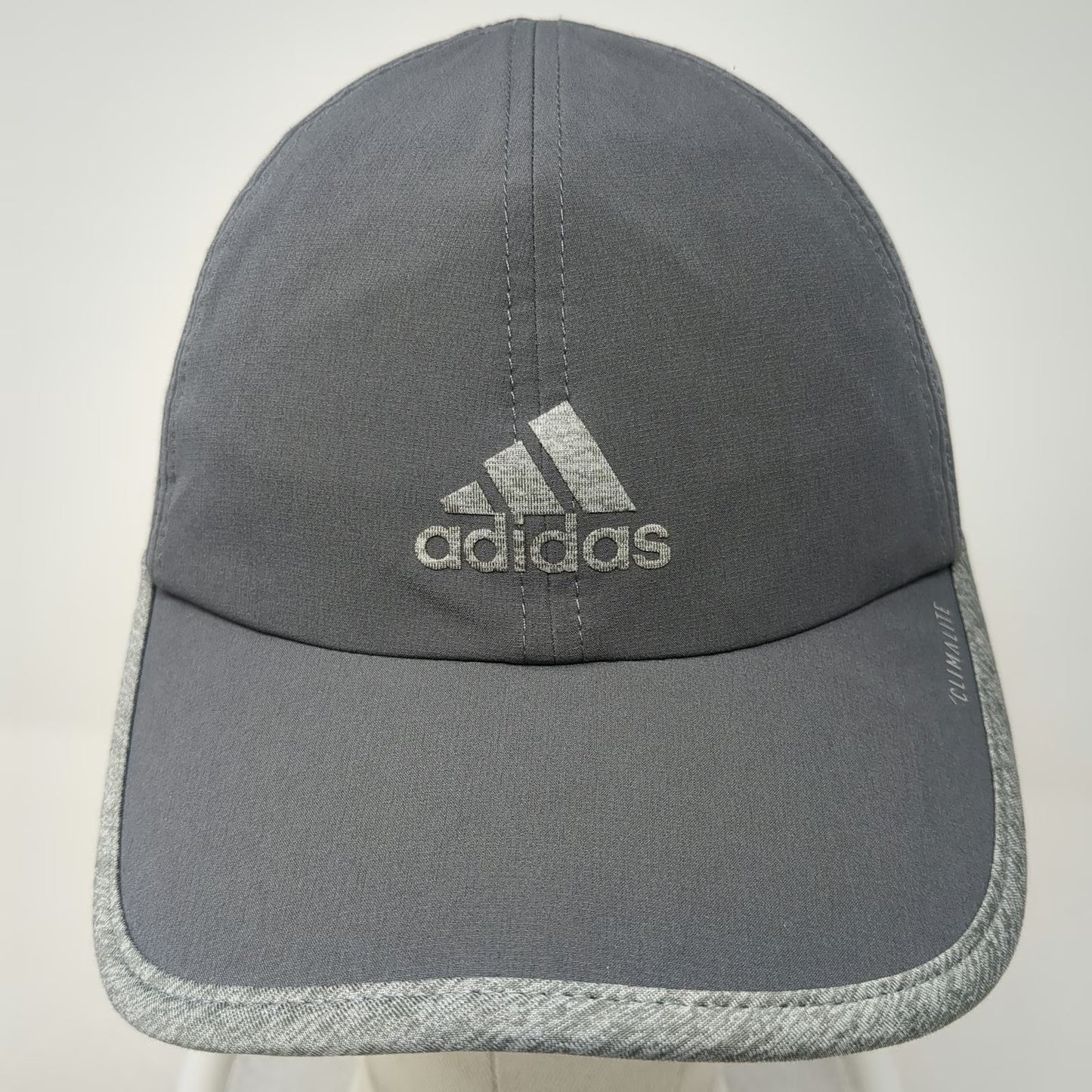 Adidas Baseball Cap Gray One Size Climalite Performance Curved Brim Sport Hat