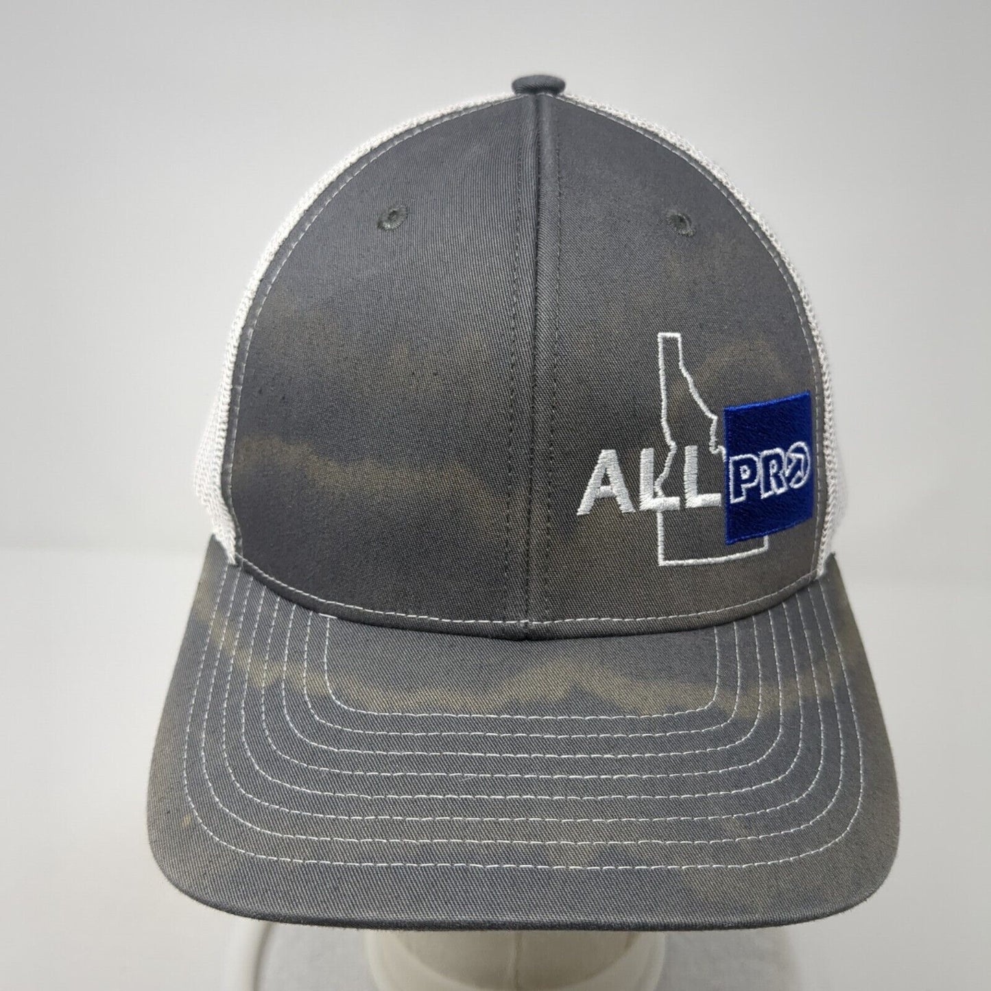 All Pro Idaho Snapback Mesh Back Trucker Hat Gray One Size Embroidered