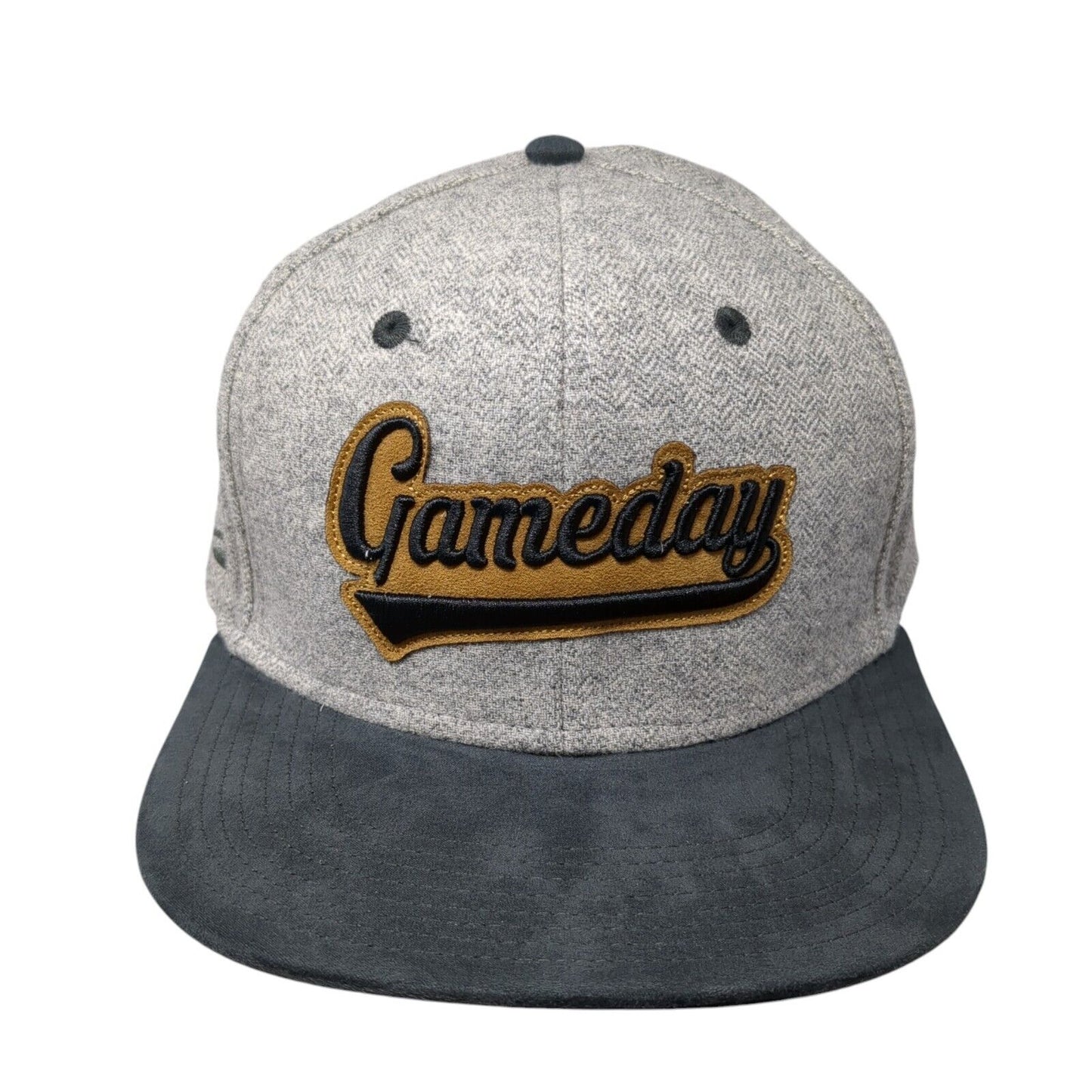 Gameday Patch Snapback Hat Gray One Size Adjustable Herringbone Pukka