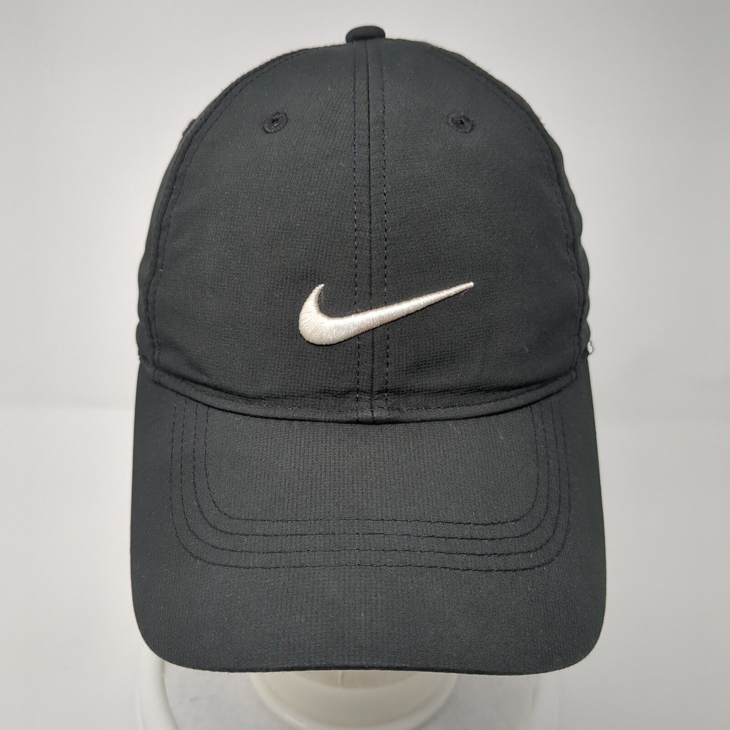 Nike Swoosh Strapback Hat Black One Size Embroidered Adjustable Solid