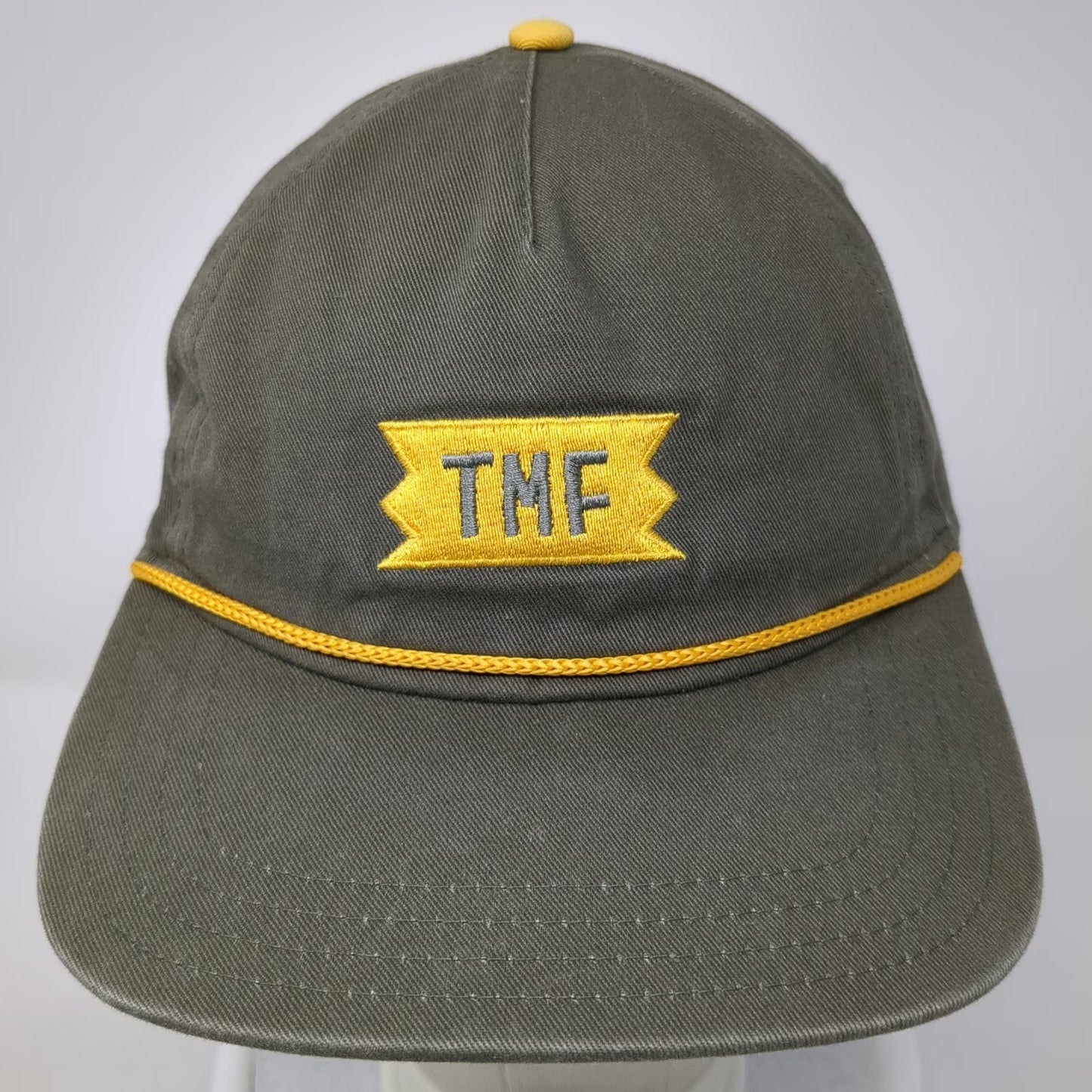 Treefort 5 Panel Green Yellow One Size Rope TMF Logo Embroidered Slideback Hat