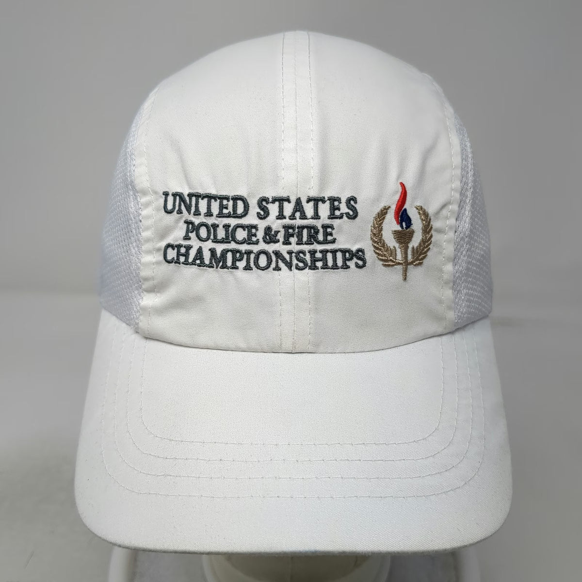 Baseball Cap White One Size US Police & Fire Championships Mesh Polyester Hat