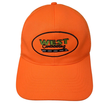 West Contracting Snapback Mesh Back Trucker Hat Orange One Size 6 Panel