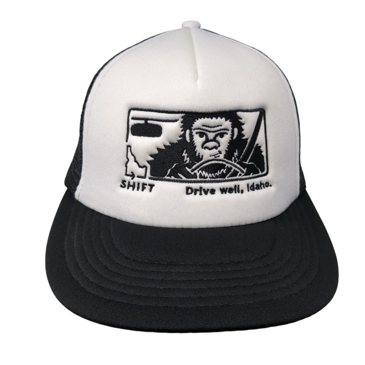 SHIFT Drive Well Idaho Snapback Trucker Hat Black One Size Mesh Back