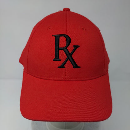Rx Fitted Hat Red Large/XL Nu-Fit Embroidered Solid 6 Panel KC Caps