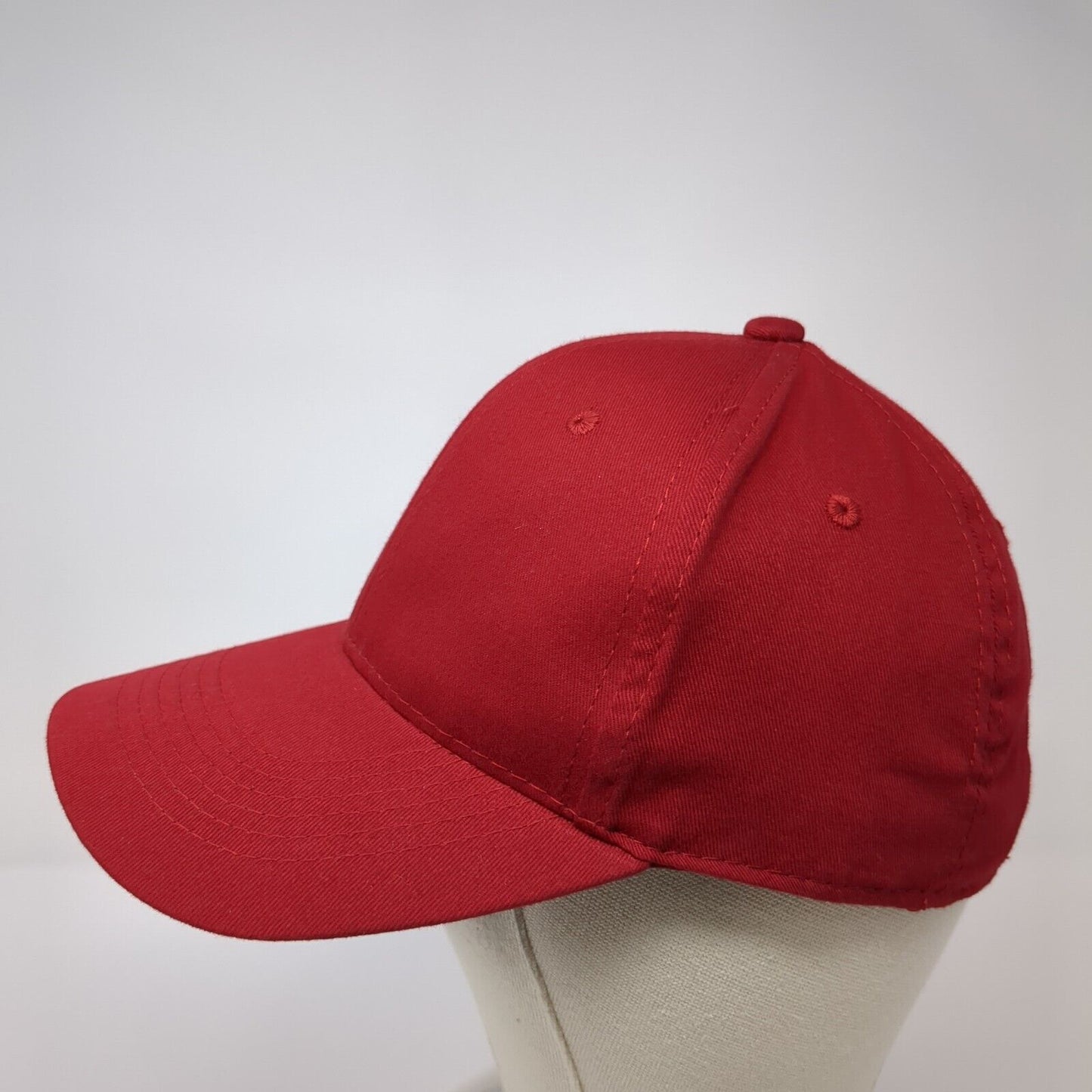 George Strapback Hat Red One Size Adjustable Vented Holes 6 Panel Blank