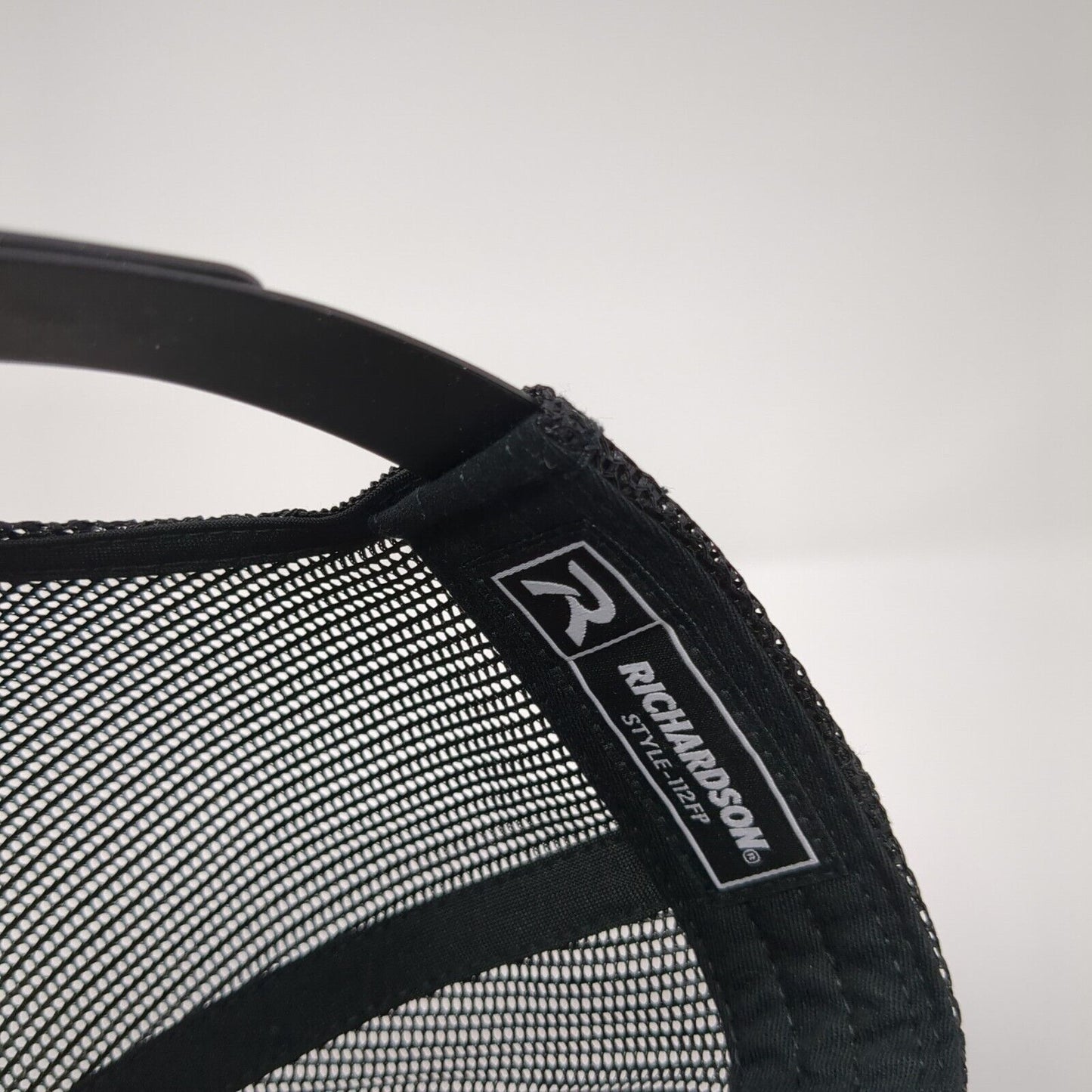 Richardson Snapback Trucker Hat Black One Size Mesh Back Embroidered Logo