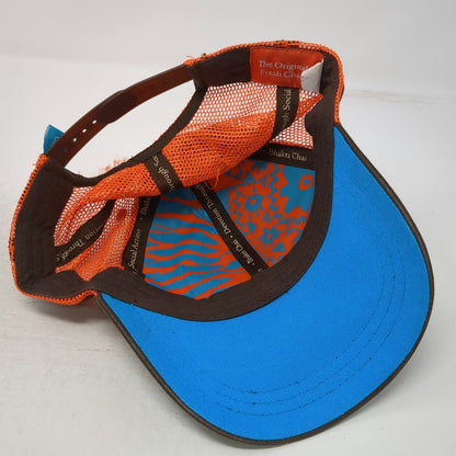 Bhakti Chai Trucker Hat Brown Orange One Size Mesh Snapback Patterned Underbrim