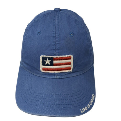 Life is Good USA Flag Strapback Hat Blue One Size Adjustable Patriotic Cotton
