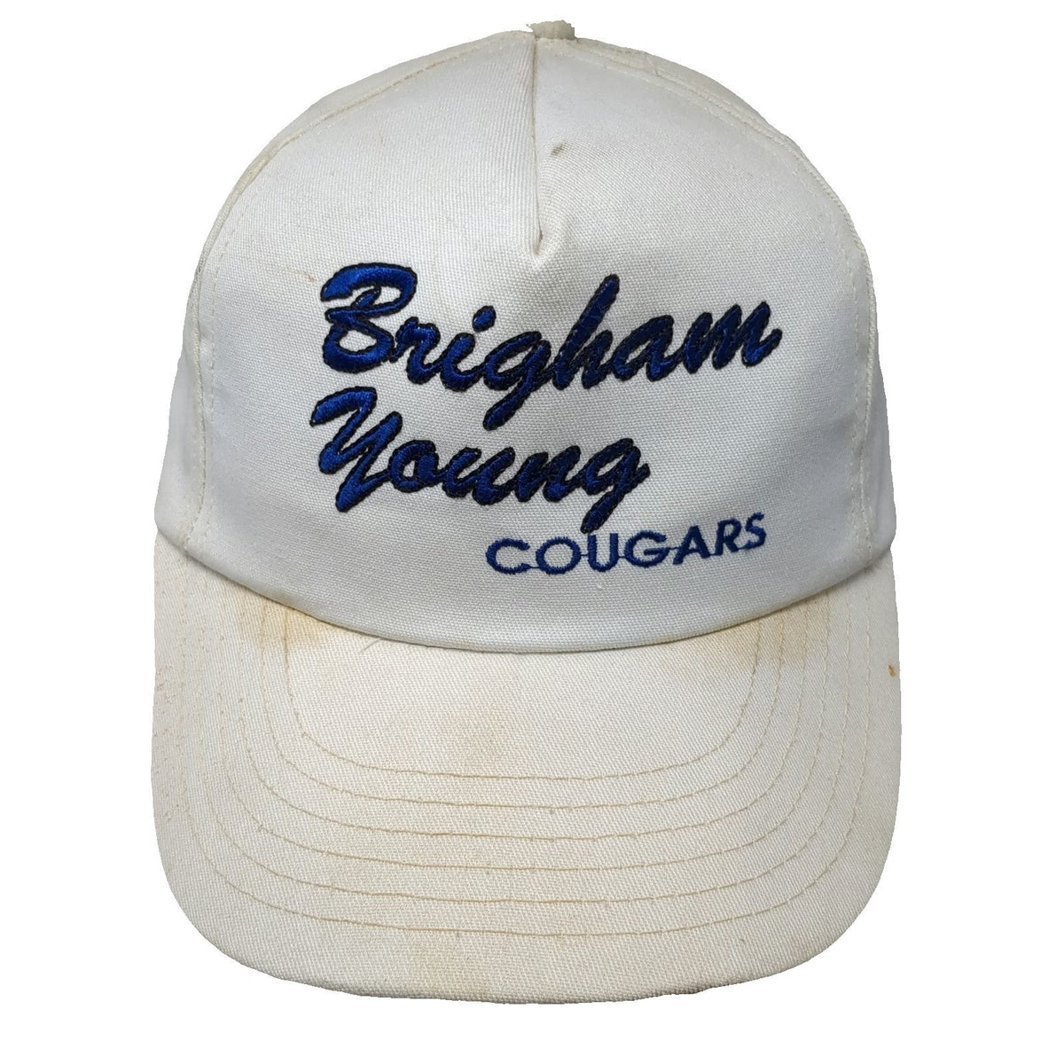 Brigham Young Cougars NCAA Pro Cap White Trucker Snapback Hat USA Made Vintage