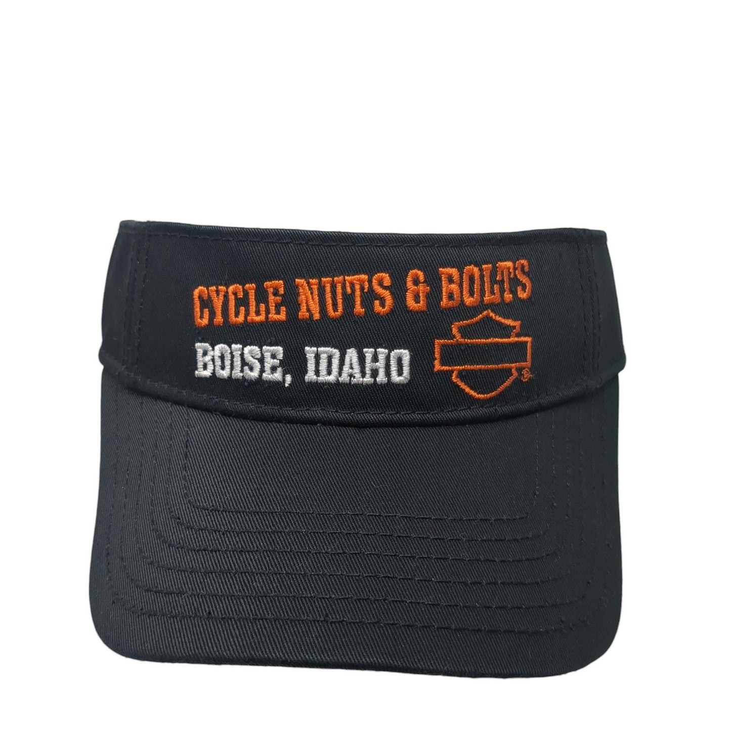 Cycle Nuts & Bolts Boise Idaho Sun Visor Hat Black One Size Adjustable Cotton