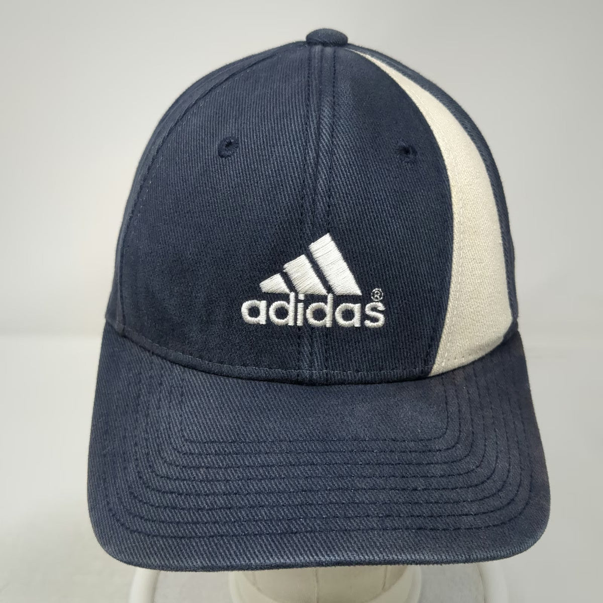 Adidas Baseball Cap Blue One Size Strapback Cotton Embroidered Logo Stripe Hat
