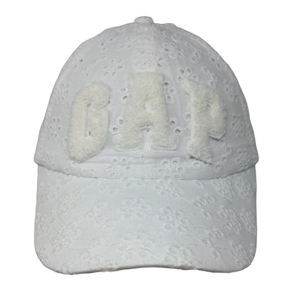 Gap Kids Stretch Strapback Hat White Small/Medium Eyelet Lined